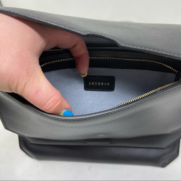 Senreve Black Leather Pebbled Convertible Belt Clutch Crossbody Bag - Picture 6 of 14